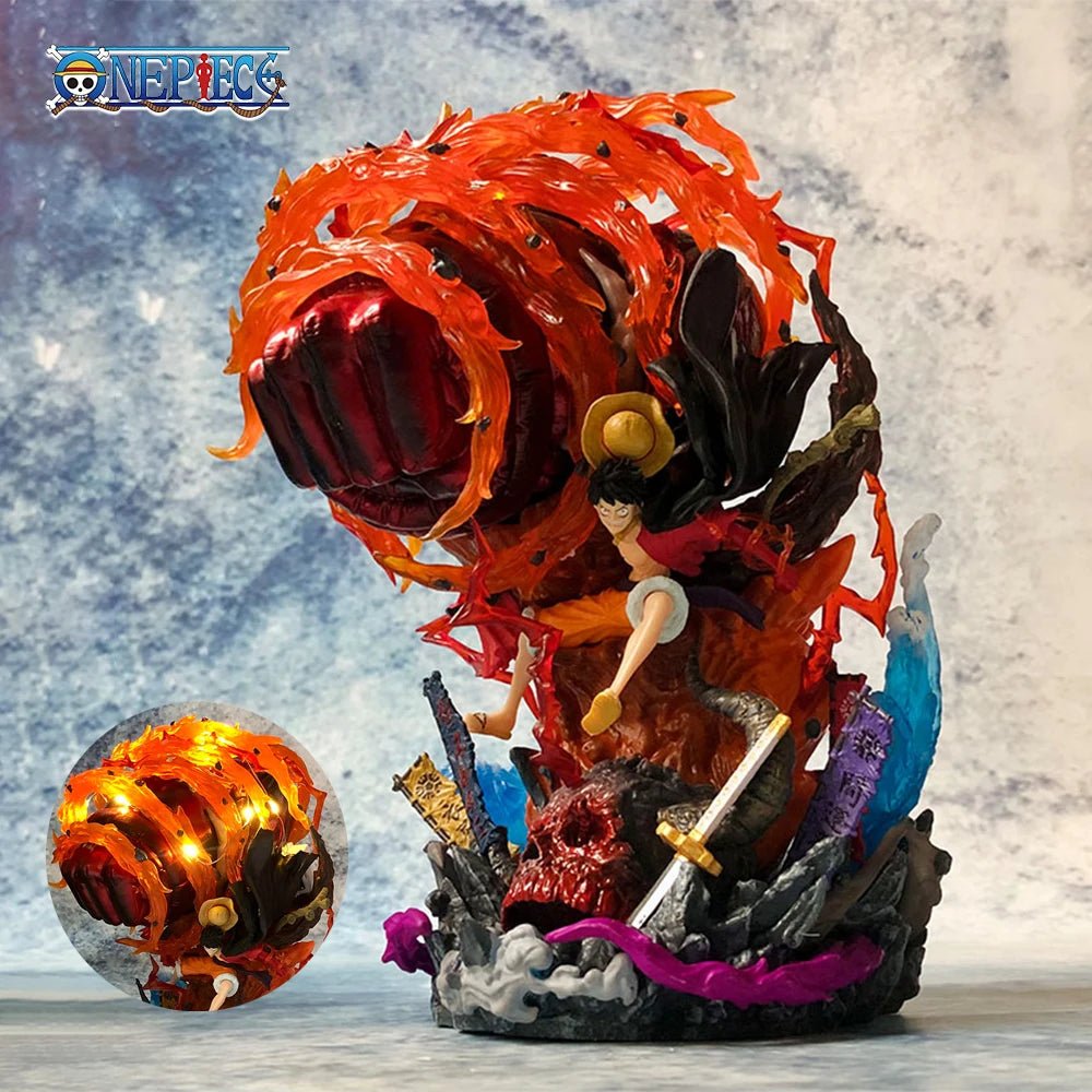 Action Figure One Piece Monkey D. Luffy Red Roc Con LED 22cm - Hideastore