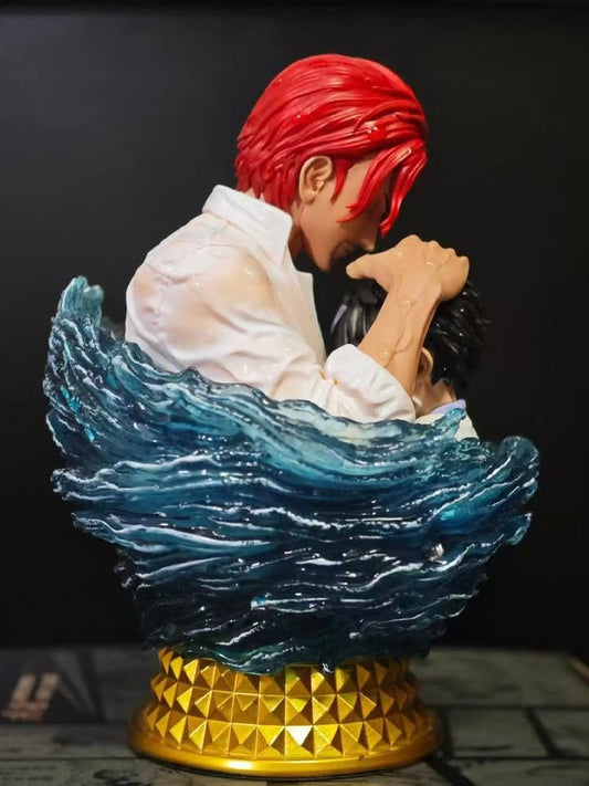 Action Figure One Piece Shanks il rosso e Monkey D. Luffy Busto - Hideastore