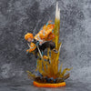 Demon Slayer Zenitsu Agatsuma Flaming Thunder God 36cm Action Figure Con LED - Hideastore
