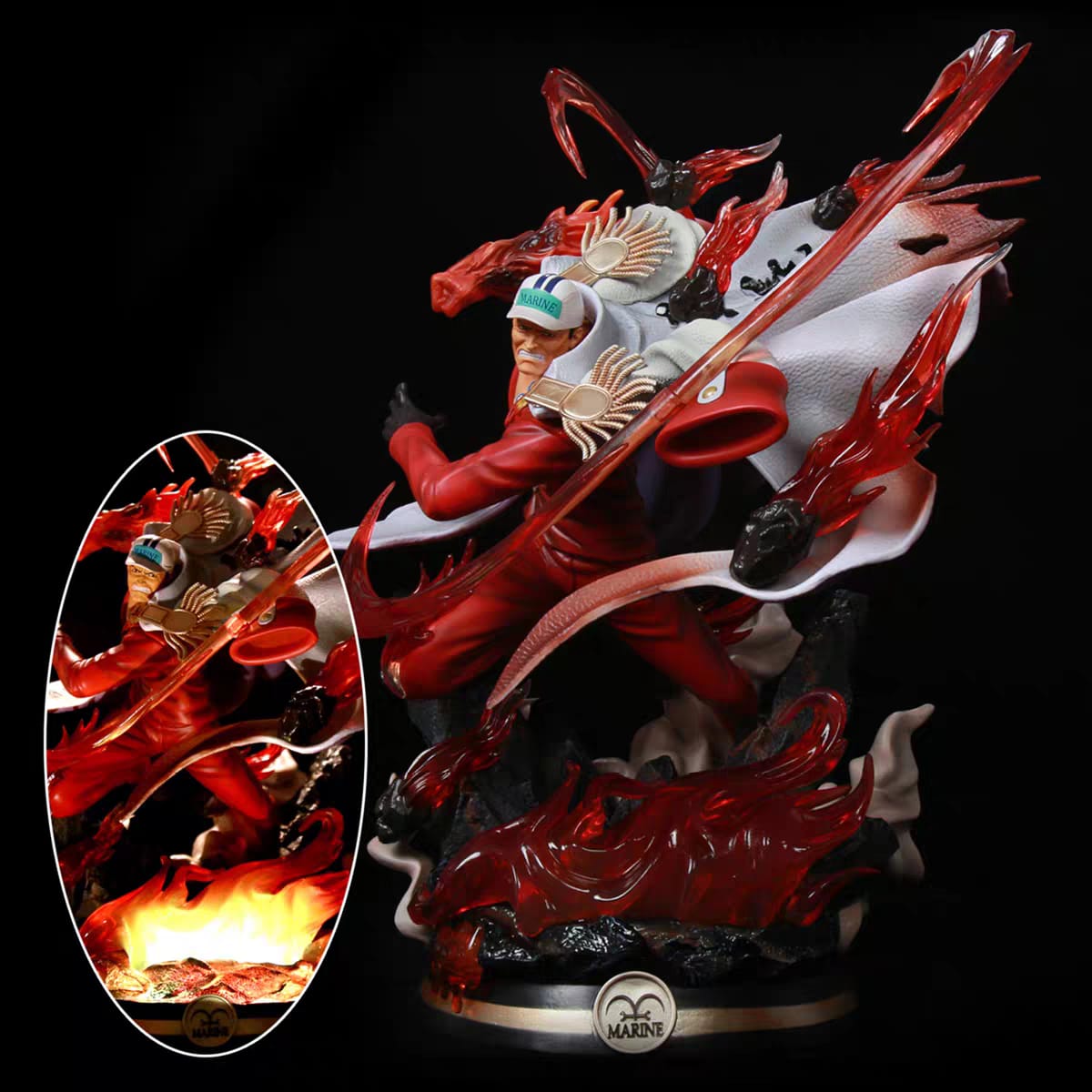 One Piece Action Figure Akainu Sakazuki Magma Fist 40cm Con LED - Hideastore